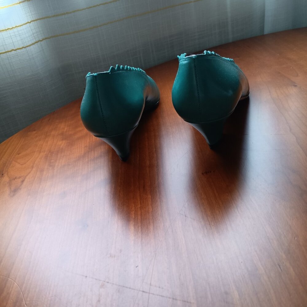 Women's Turquoise Almond Toe Low Heel Ballet by VANELI - Picture 6 of 14